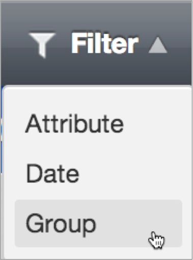 Group appears alongside the other filter types in the Filter menu