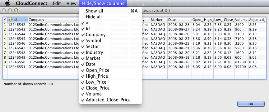 Hide/Show Columns when Viewing Data