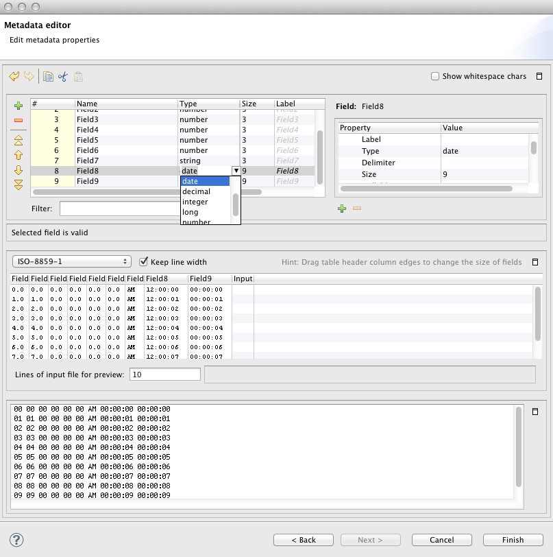 Metadata Editor for a Fixed Length File