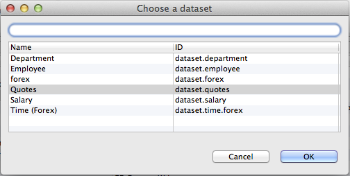 Specifying target dataset