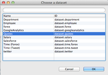 Choose a dataset Dialog