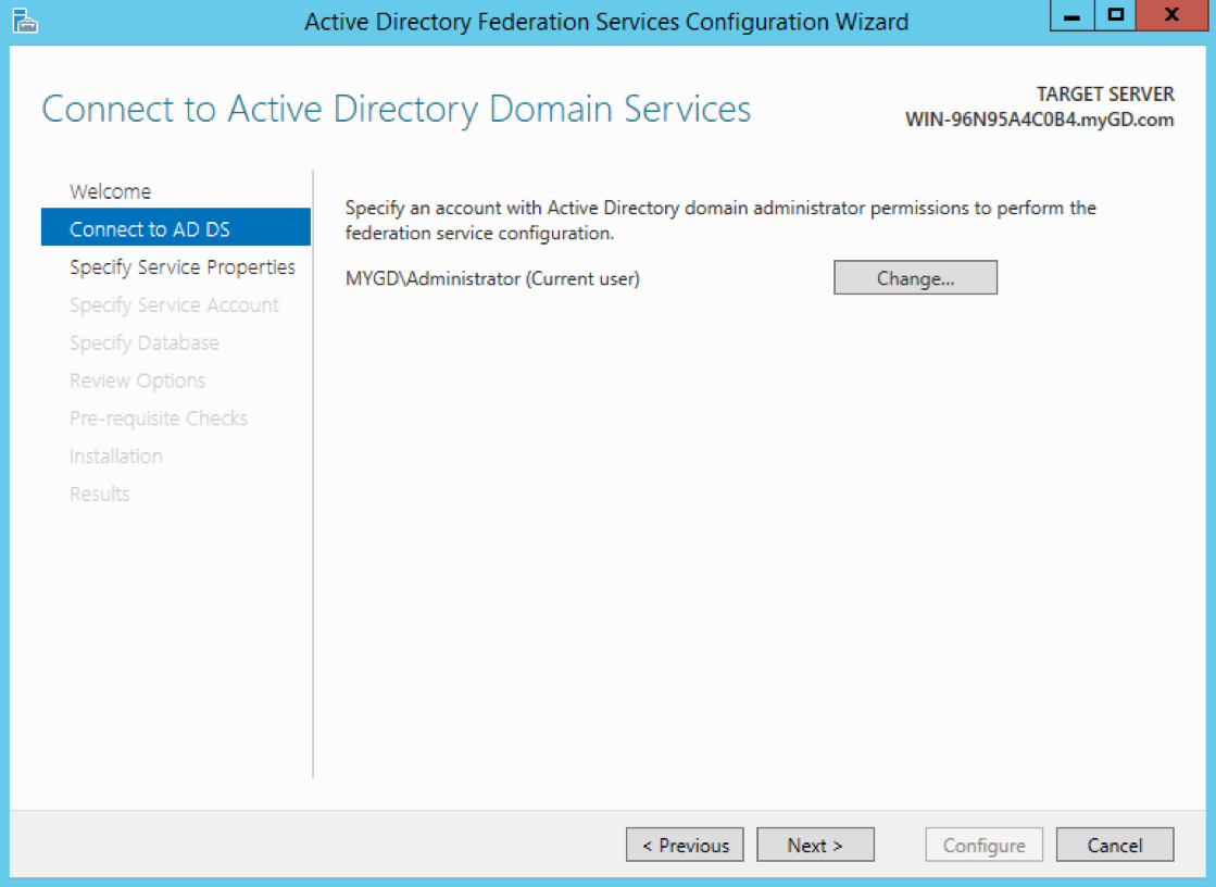 Target directory. Управление ad FS.. Windows Server 2012 r2. Active Directory Federation services. Storage configuration.